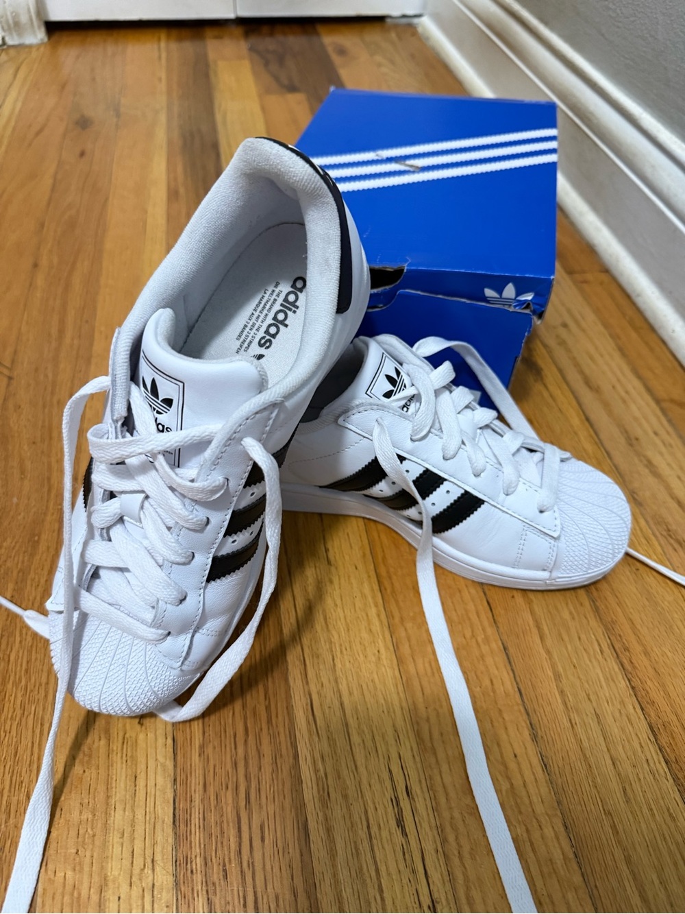 Adidas Women’s White & Black Superstar Sneakers